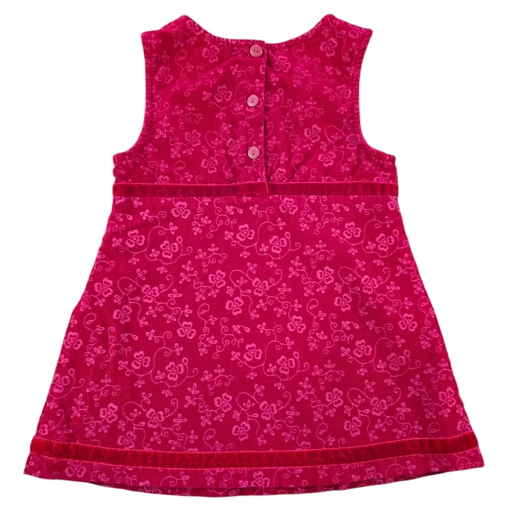 Samara Toddler Girls Corduroy Jumper Dress Red Heart Floral Applique 3T
